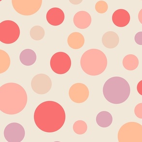 Big Dots Pattern - 02- L - Peach - by 3h-Art Oda, Peach Fuzz, Color of the Year 2024, Peach Plethora Palette, pale lilac, circles, geometric, dots