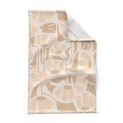 (L) Elegance Abstract Floral in Earthy Beige/Soft Pink/ Ecru White