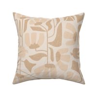 (L) Elegance Abstract Floral in Earthy Beige/Soft Pink/ Ecru White