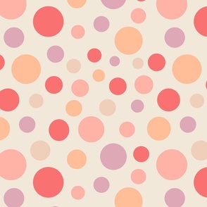 Big Dots Pattern - 02- M - Peach - by 3h-Art Oda, Peach Fuzz, Color of the Year 2024, Peach Plethora Palette, pale lilac, circles, geometric, dots