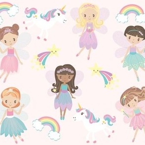 fairies on pastel pink ground