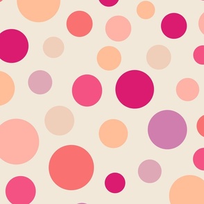 Big Dots Pattern - 02b- L - Peach Pink Violet - by 3H-Art Oda, Peach Fuzz, Color of the Year 2024, pink, violet, geometric, circles, colorful dots