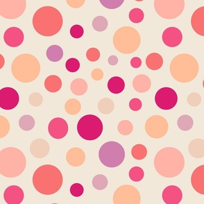 Big Dots Pattern - 02b- M - Peach Pink Violet - by 3H-Art Oda, Peach Fuzz, Color of the Year 2024, pink, violet, geometric, circles, colorful dots