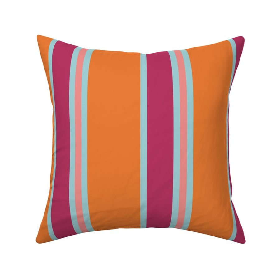 Orange, Pink & Sky Blue Cabana Stripes