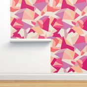Cubist Pattern – 02b - L - Peach Pink Violet - by 3H-Art Oda, Peach Fuzz, Color of the Year 2024, orange, peach, pink, violet, abstract geometric cubic tiles, block shapes, cubism art style inspired, abstract cubist