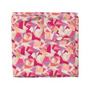 Cubist Pattern – 02b - M - Peach Pink Violet - by 3H-Art Oda, Peach Fuzz, Color of the Year 2024, orange, peach, pink, violet, abstract geometric cubic tiles, block shapes, cubism art style inspired, abstract cubist