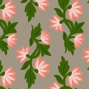 Allison Flowers Stripe_peach taupe and green