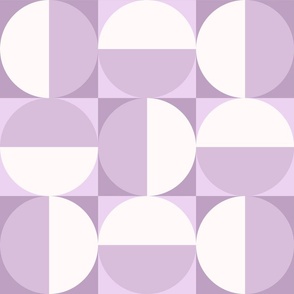 Geometric Tile Semicircles in Squares in Lilac
