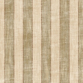 Rustic Awning Stripe - 2" stripes - dark sage and sand 