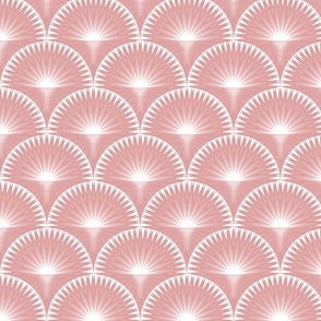 Art Deco Scalloped Sunrise, Pink White