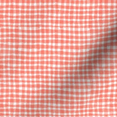 Hand-painted Gingham Check peach pearl