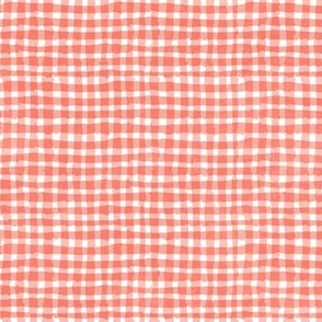 Hand-painted Gingham Check peach pearl