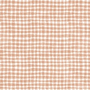 Hand-painted Gingham Check_peach puree