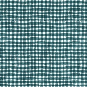 Hand-painted Gingham Check_dusty turquoise