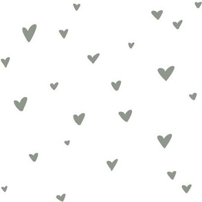 tiny gray green scattered hearts