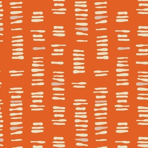 Boho stripes on retro orange background. 