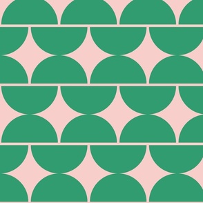 Semicircles - Pink and Green - Horizontal