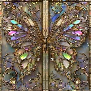 Large Stained Glass Large Colorful Butterfly / Specialty Wallpaper Tile