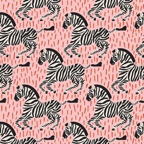 Zebras On The Run | Pink