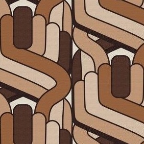 Vintage Mid Century Twisted Lines Brown Textured 1960s