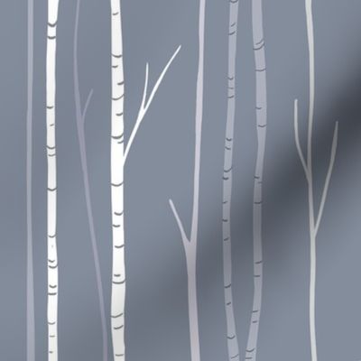 Quiet Birches in Cool Gray