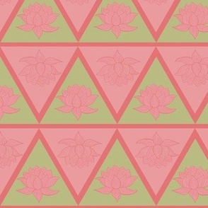 Medium Scale Geometric Lotus in Bubblegum Pink and Green