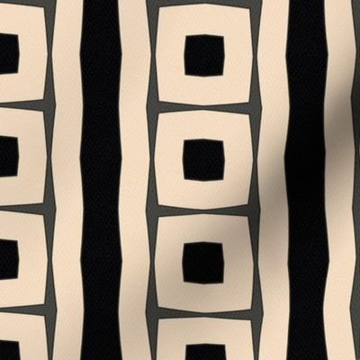 Black and White Japandi Farmhouse Stripes and Squares Geometric Print 4.5" Repeat Textured