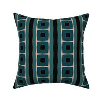 Dramatic Glamour Teal Pink and Gold Stripes and Squares Geometric Print 4.5" Repeat Textured