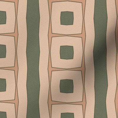 Peach and Sage Warm Minimalism Stripes and Squares Geometric Print