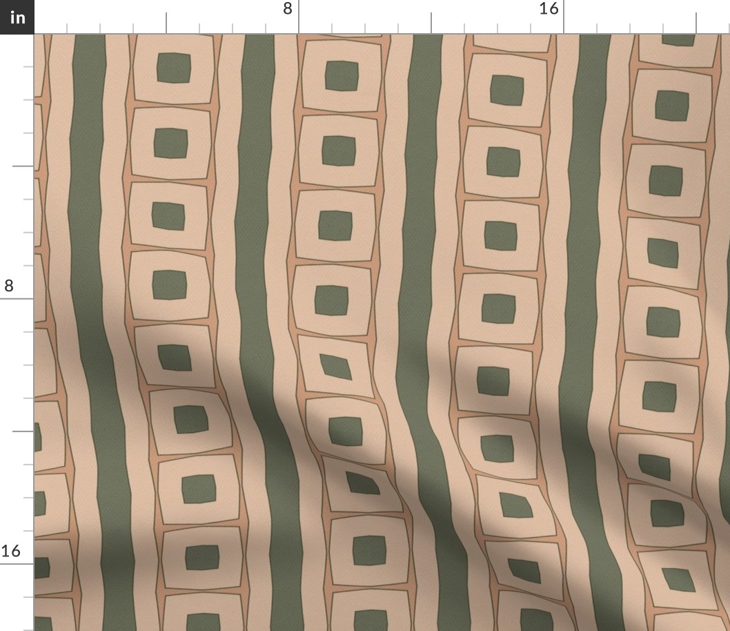 Peach and Sage Warm Minimalism Stripes and Squares Geometric Print