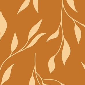 Large  Warm Minimalist Botanical Leaves  in Peach and Copper
