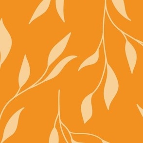 Large Warm Minimalist Botanical Leaves in Peach and Orange