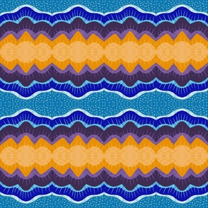 Abstract sound waves in blue and orange