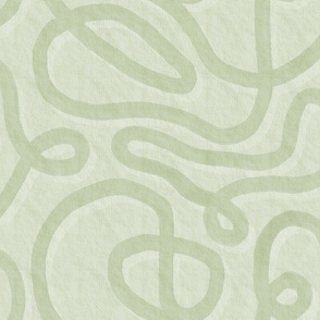 Minimal Intersecting Doodled Lines - Green, Moss, Mossy, Olive, Earth Green
