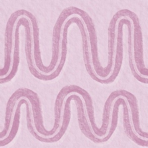 Warm Minimal Doodled Waves - Rose, Berry, Pink