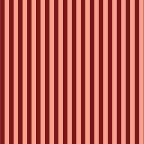 C005 - small scale peach and burgundy classic minimalist  two tone pinstripe  for kids apparel, nursery wallpaper, duvet covers, French country table linen and curtains.