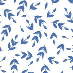 Easy Breezy Painted Blue Leaves on White