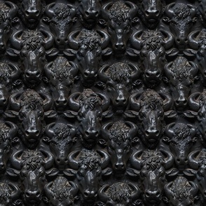 Midnight Bison Herd - Monochrome Animal Texture