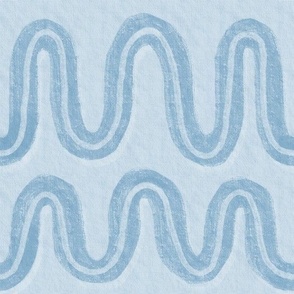 Warm Minimal Doodled Waves - Blue, Blues, Sky, Water, Rain