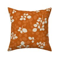 Ivory and Tangerine Minimalistic Style Tossed Leaves ( medium scale )