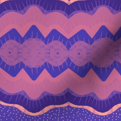 Abstract sound waves in pink, blue, and purple