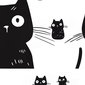 Jumbo Curious Cats Monochrome Fabric