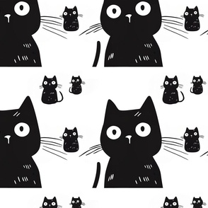 Curious Cats Monochrome Fabric