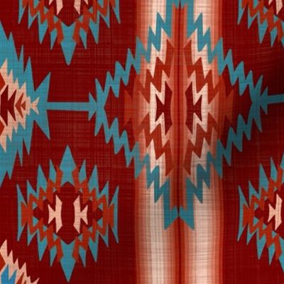 American Tribal inspired sarape print red turquoise