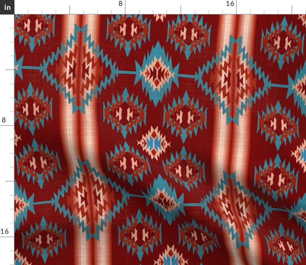 American Tribal inspired sarape print red turquoise