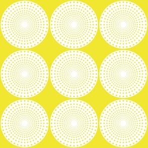 minimalist mandala with radiating dots_lemon yellow and white