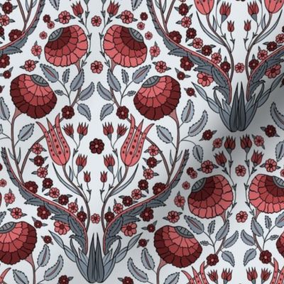 Turkish iznik floral in red and gray, 8”