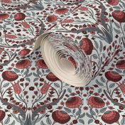 Turkish iznik floral in red and gray, 8”