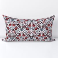 Turkish iznik floral in red and gray, 8”