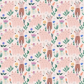 Forest Friends - Pink Background - Small